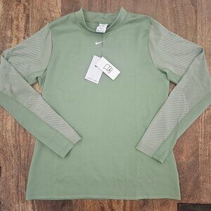 Nike Pro Top Women Green L Activewear Therma-Fit ADV Long Sleeve NWT